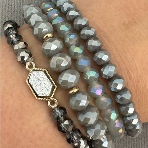 Crystal Resin Cluster Bracelet 4pcs Set